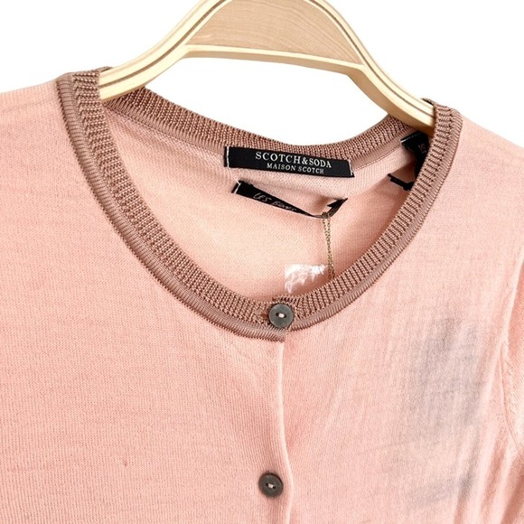 Scotch & Soda Pink Lightweight Button Up Cardigan Knit Sweater Size XSP NWT $125 - Picture 3 of 7